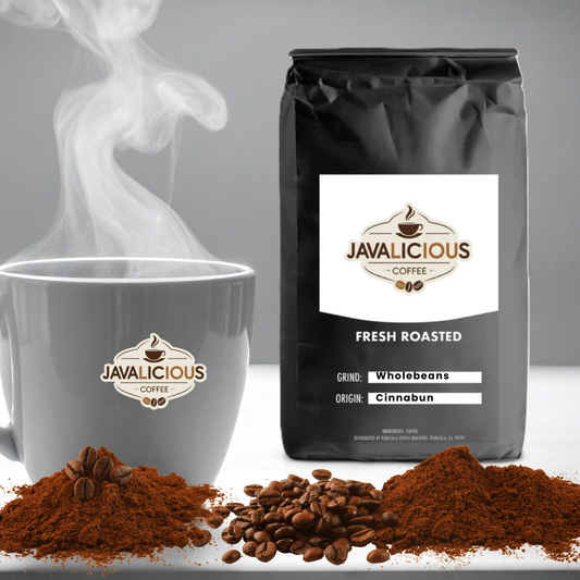 Javalicious Cinnabun Flavored Coffee, Front Side Packaging