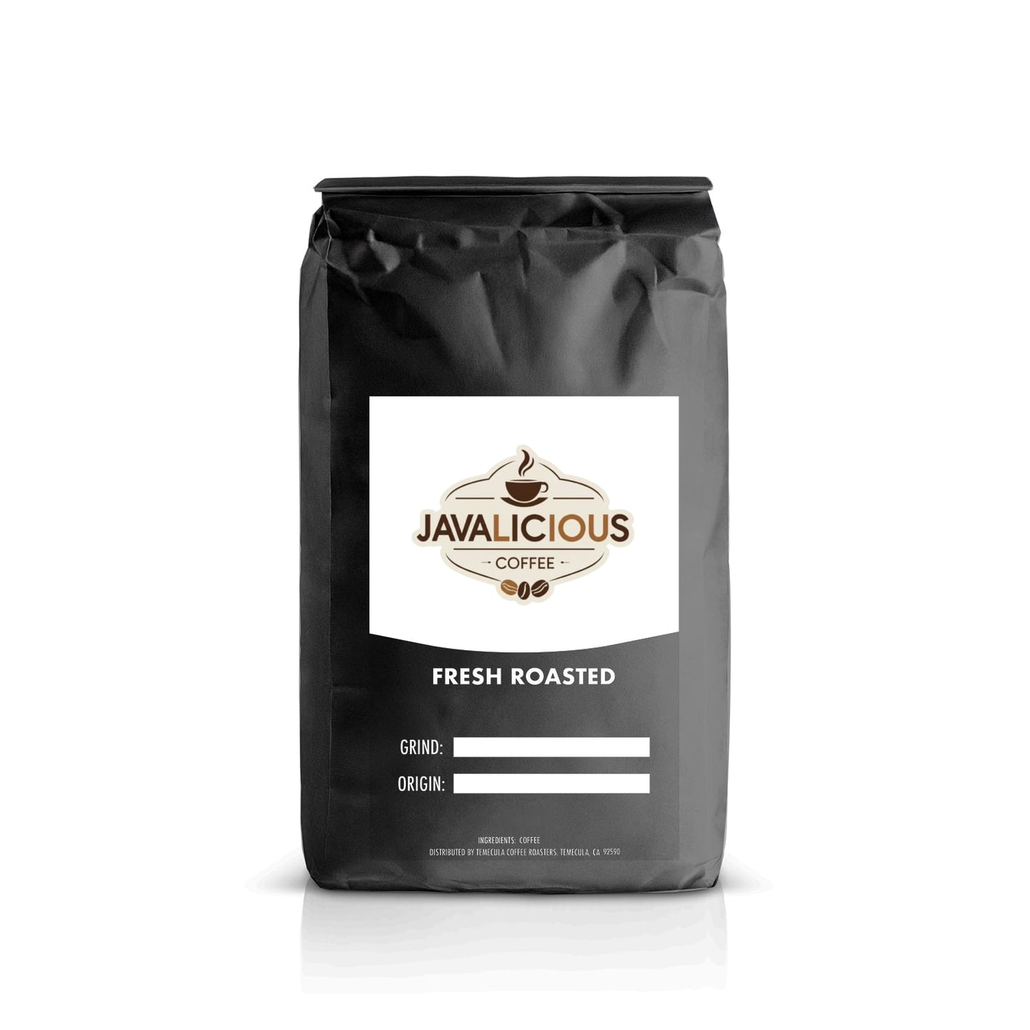 Javalicious Pecan Pie Flavored Coffee, Front Side Label