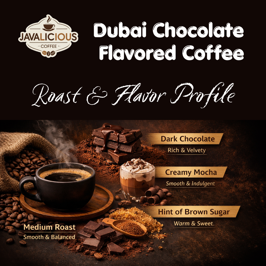 Javalicious Dubai Chocolate Flavored Coffee, Roast and Flavor Profile