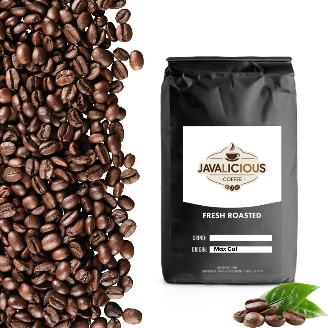 Javalicious MaxCaf Coffee Blend Front Label Packaging